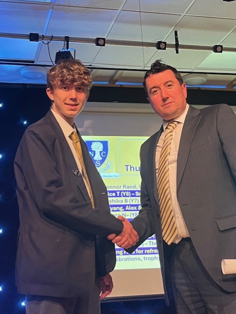 Mr Bell with a student of public speaking